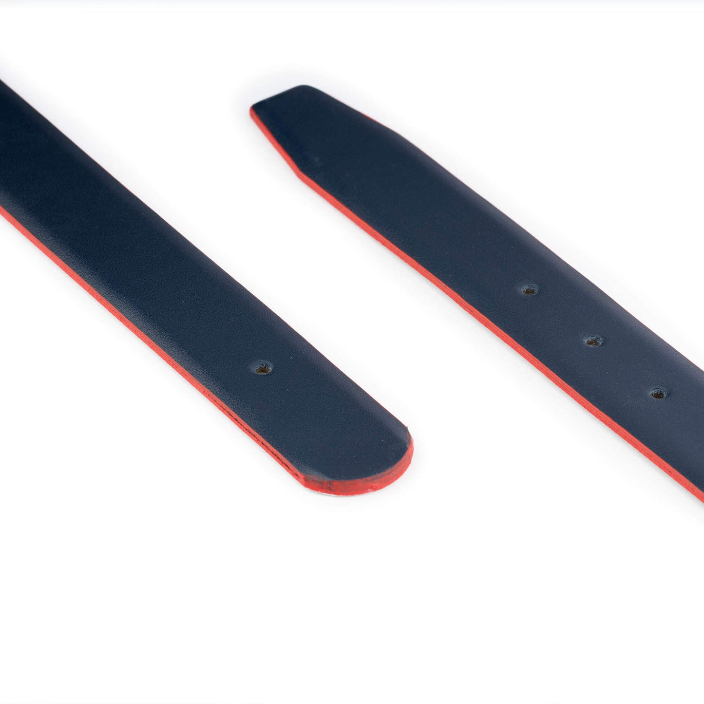 Blue Belt Leather Strap for Louis Vuitton Buckles Reversible Light Gray Red Edges