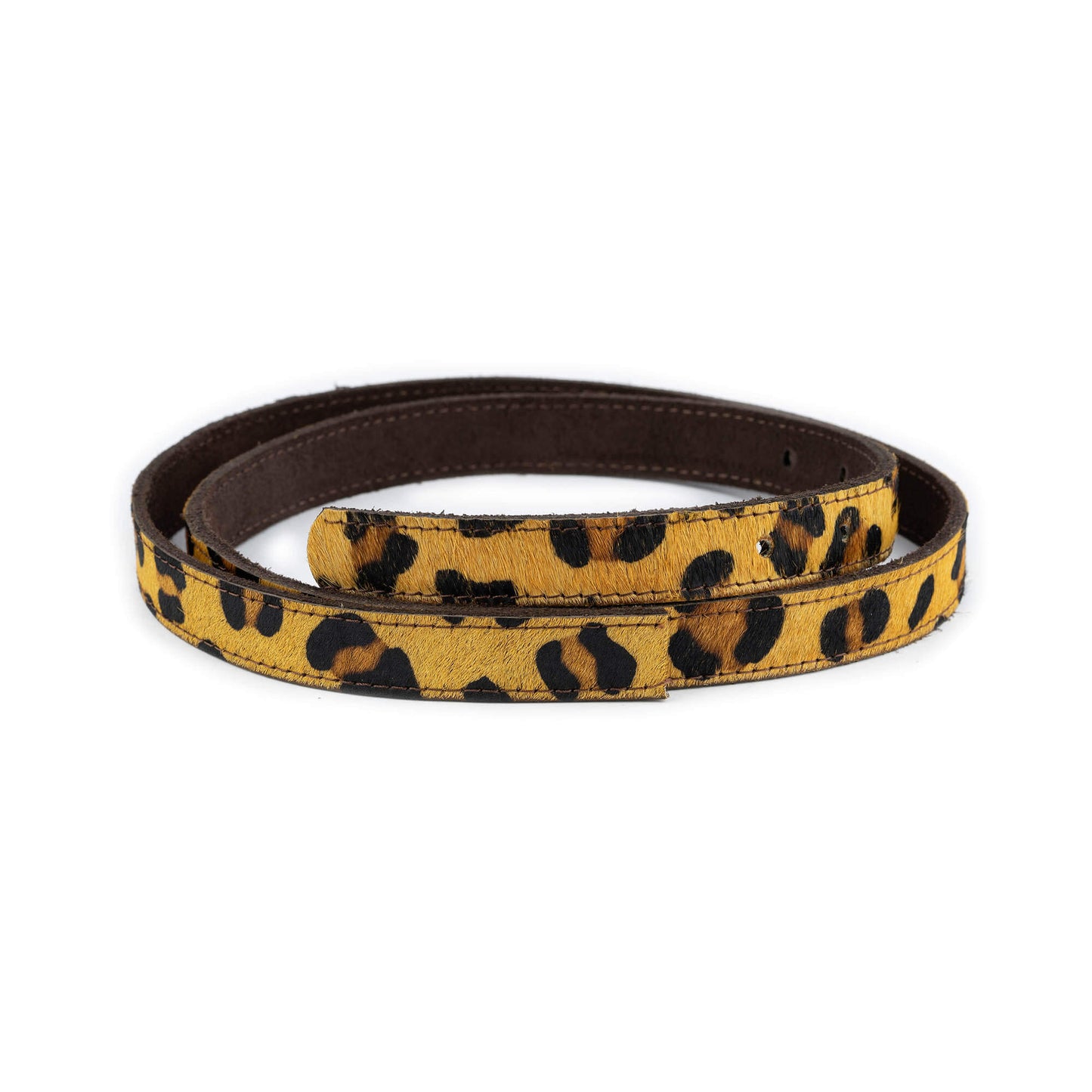 Brown Suede Belt Strap for Ferragamo Buckles Reversible Leopard