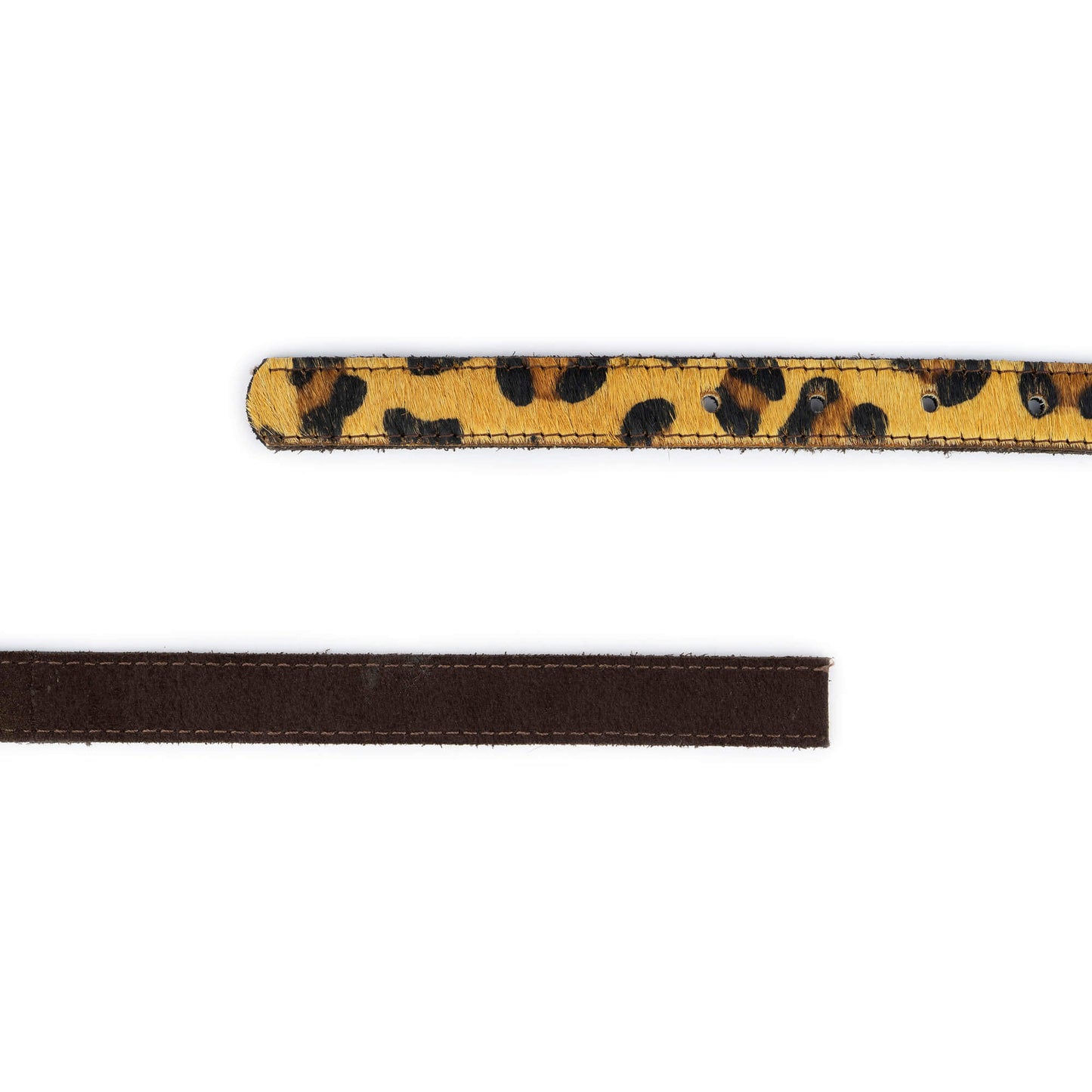 Brown Suede Belt Strap for Fendi Buckles Reversible Leopard