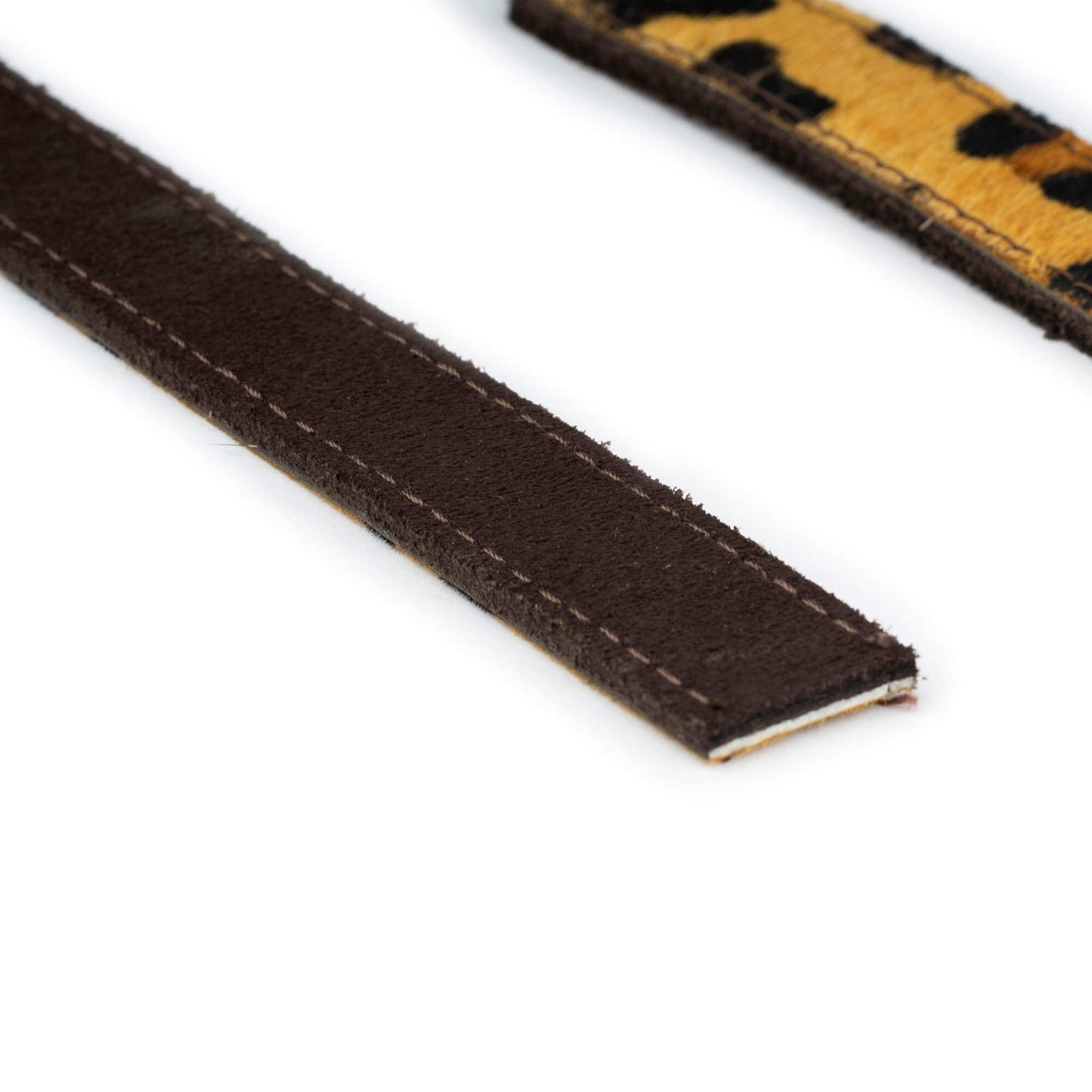 Brown Suede Belt Strap for Ferragamo Buckles Reversible Leopard