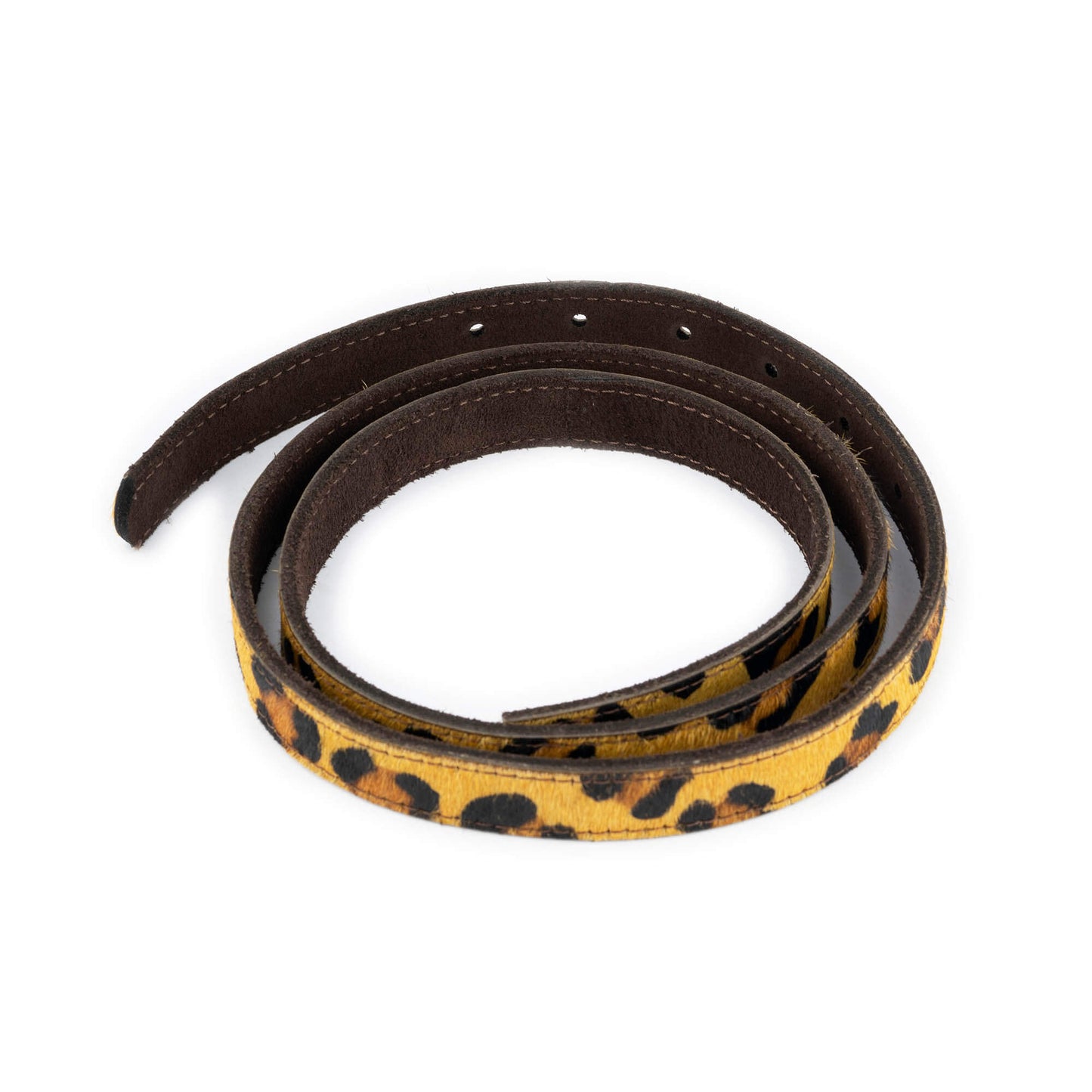 Brown Suede Belt Strap for Ferragamo Buckles Reversible Leopard