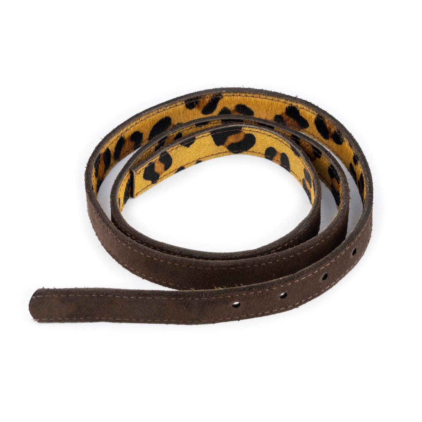 Brown Suede Belt Strap for Louis Vuitton Buckles Reversible Leopard