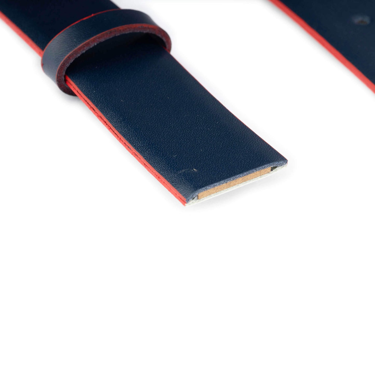 Dark Blue Belt Strap for Hermes Buckles Reversible to Light Gray Red Edges