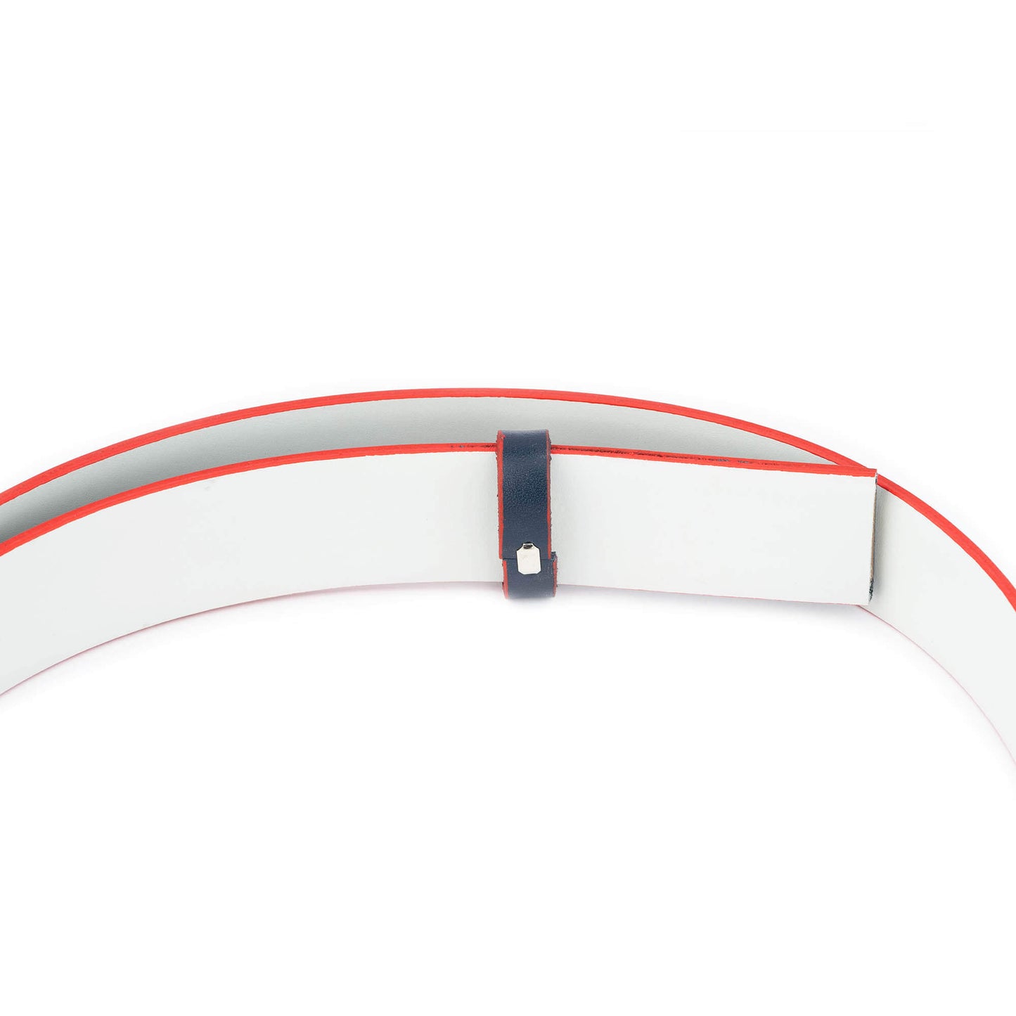 Dark Blue Belt Strap for Ferragamo Buckles Reversible to Light Gray Red Edges