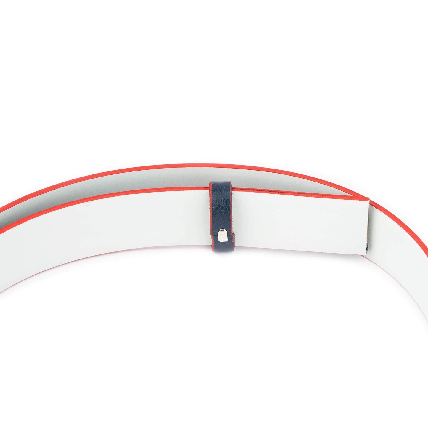 Dark Blue Belt Strap for Hermes Buckles Reversible to Light Gray Red Edges