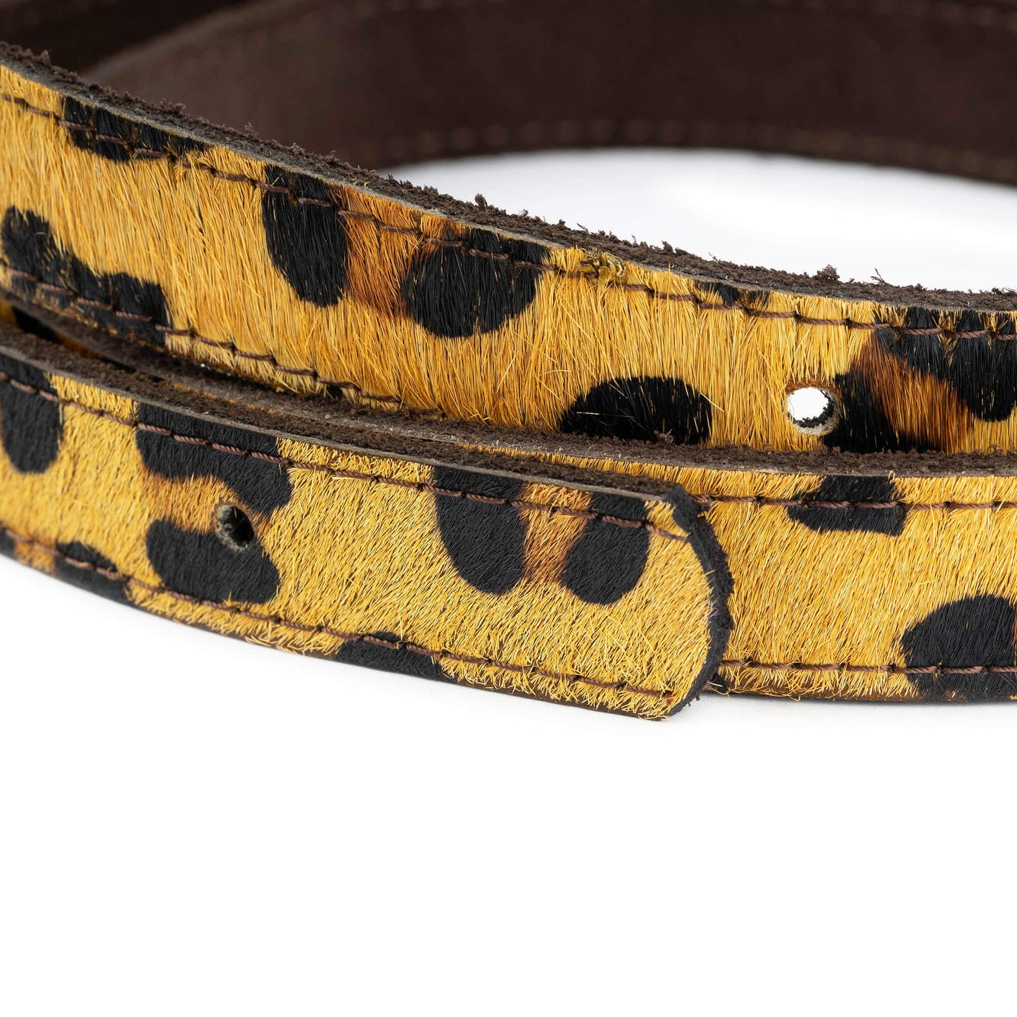 Leopard Belt Strap for Hermes Women Calf Hair Reversible to Brown