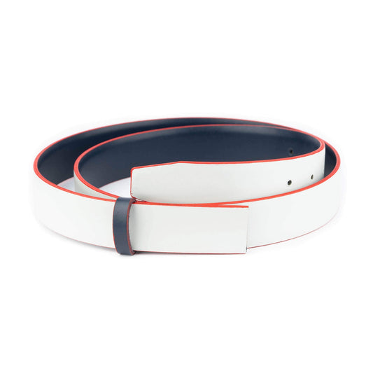 Light Gray Belt Strap for Hermes Buckles Reversible to Blue Red Edges