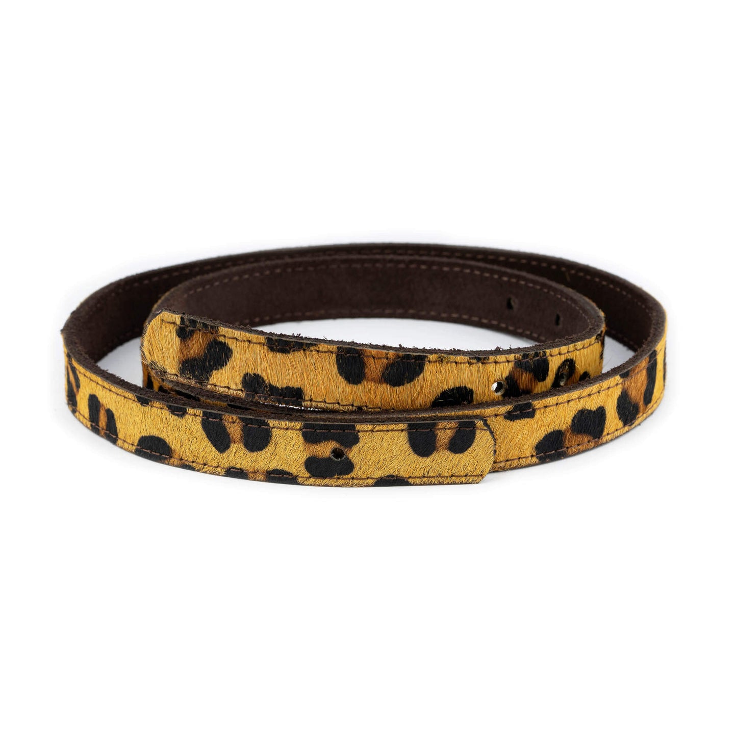 Suede Brown Belt Strap for Ferragamo Buckles Reversible Leopard