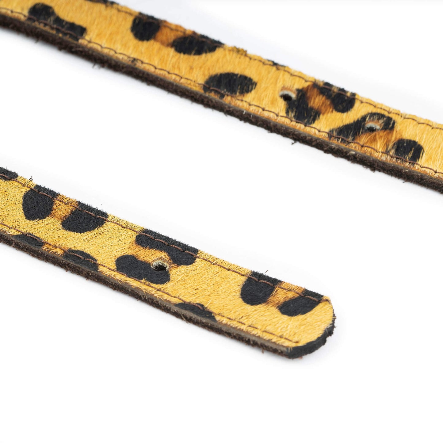 Suede Brown Belt Strap for Hermes Buckles Reversible Leopard