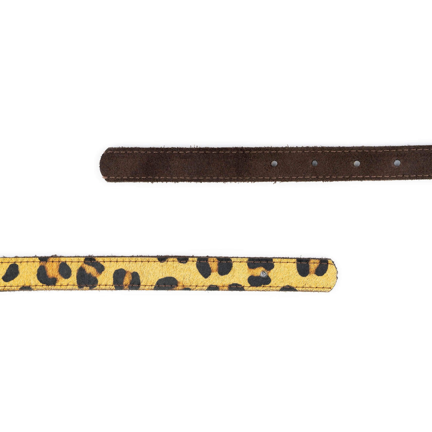 Suede Brown Belt Strap for Ferragamo Buckles Reversible Leopard