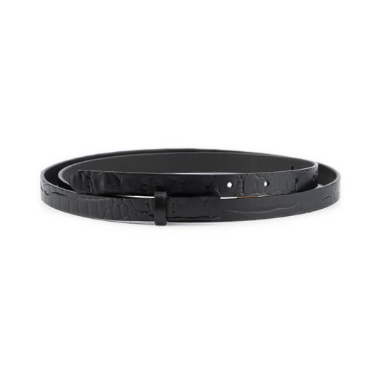1.5 cm Black Croco Emboss Leather Belt Strap For Ferragamo Buckles Womens Replacement