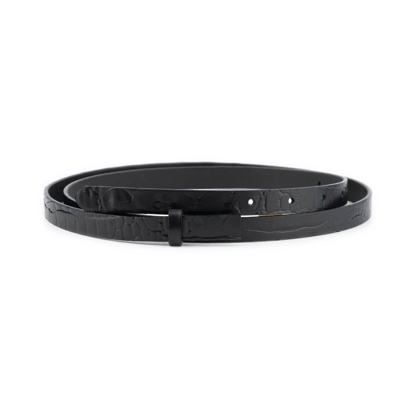 1.5 cm Black Croco Emboss Leather Belt Strap For YSL Buckles Womens Replacement