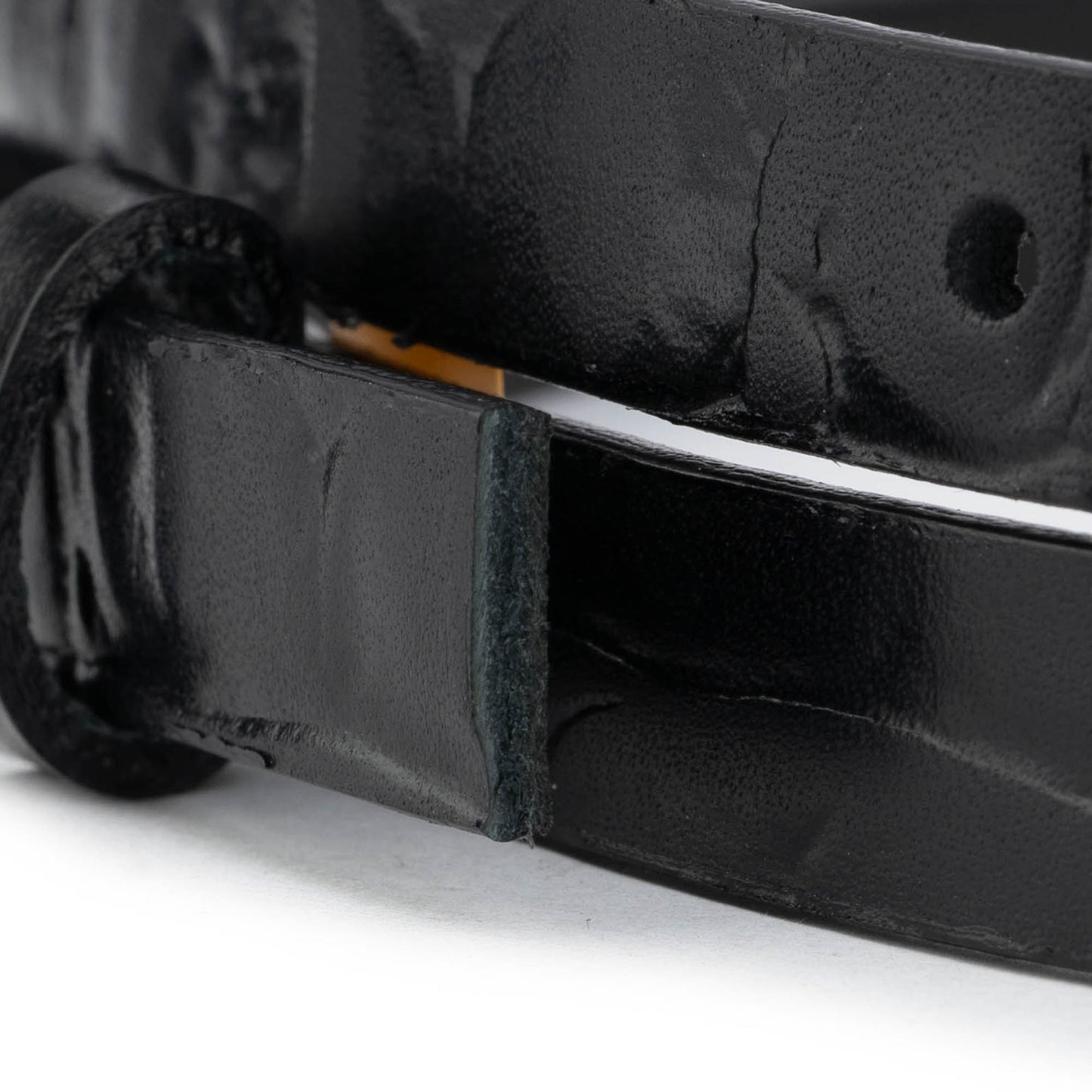 1.5 cm Black Croco Emboss Leather Belt Strap For Ferragamo Buckles Womens Replacement