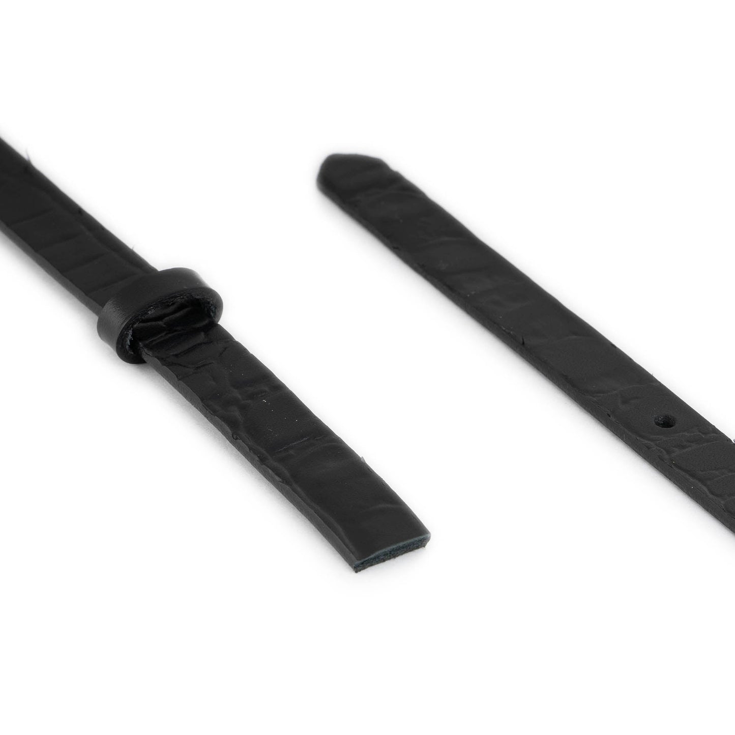 1.5 cm Black Croco Emboss Leather Belt Strap For Loewe Buckles Womens Replacement