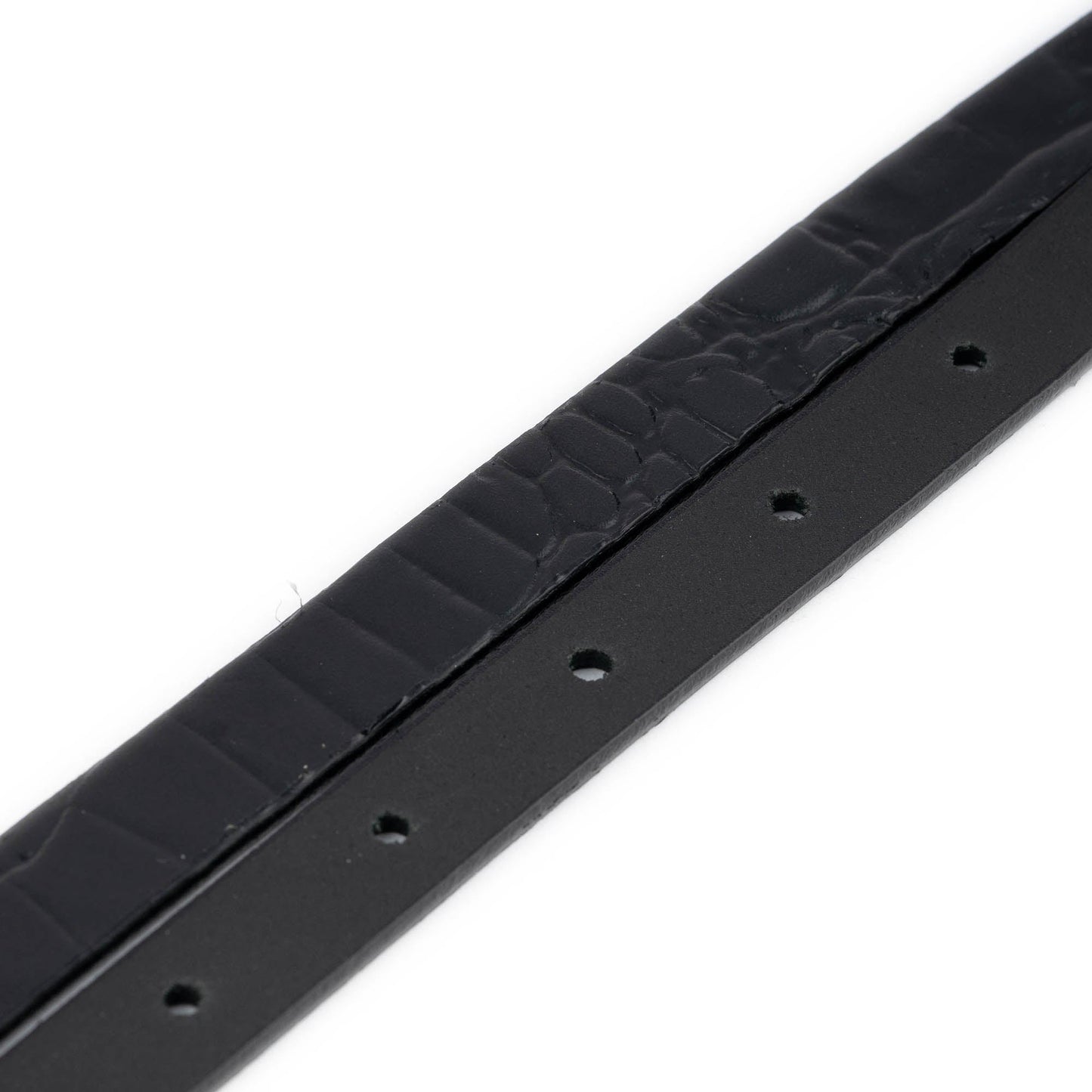 1.5 cm Black Croco Emboss Leather Belt Strap For Versace Buckles Womens Replacement