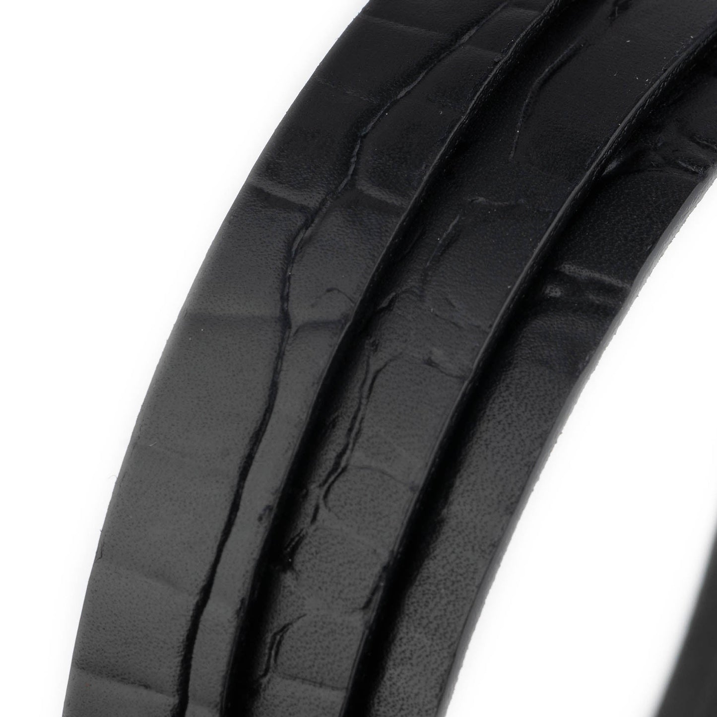 1.5 cm Black Croco Emboss Leather Belt Strap For YSL Buckles Womens Replacement
